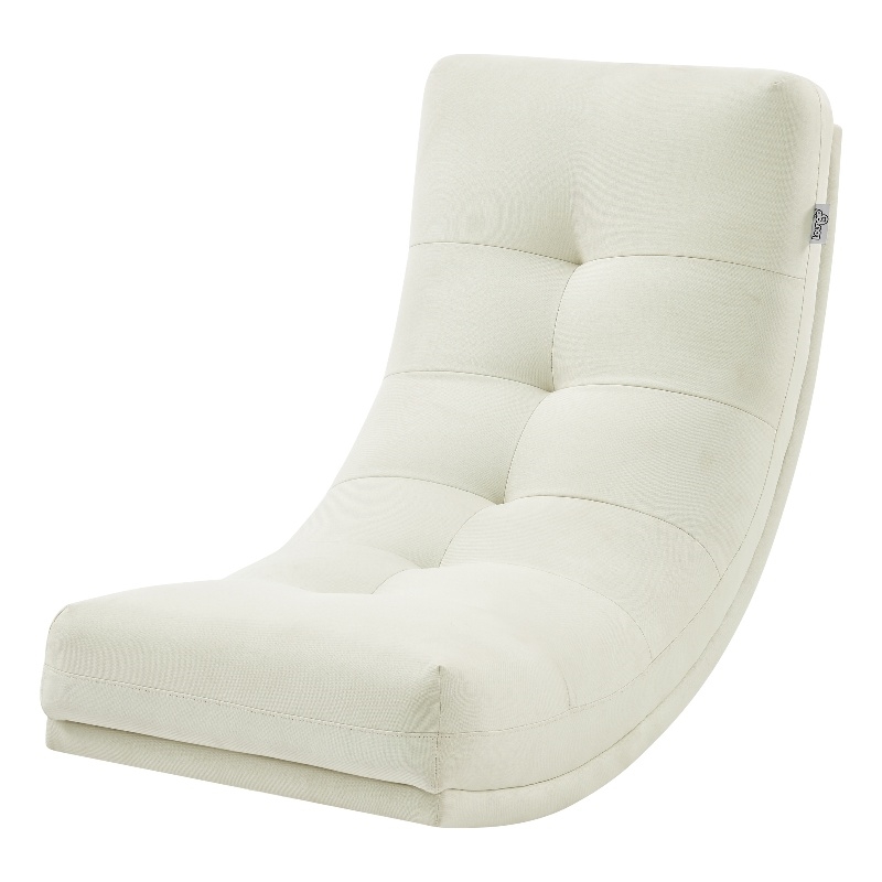 Posh Living Allana Upholstered Linen & Wood Rocking Chair in Beige