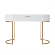 Posh Living Zaylie Modern Wood & Steel Dressing Vanity Table in White/Gold