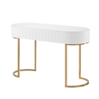 Posh Living Zaylie Modern Wood & Steel Dressing Vanity Table in White/Gold