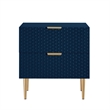 Posh Living Vail Wood Side Table Nightstand in Navy/Gold