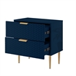 Posh Living Vail Wood Side Table Nightstand in Navy/Gold