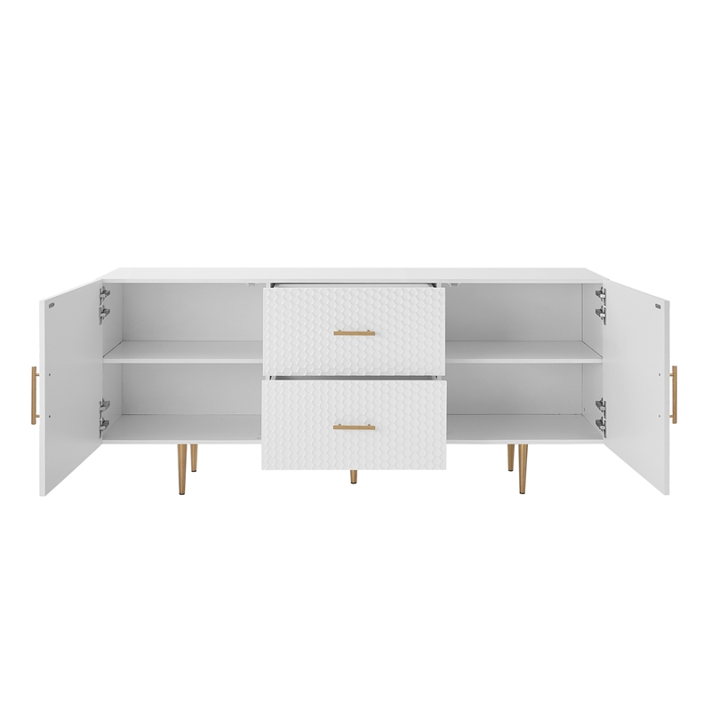 Posh Living Vail 2-Drawer Modern Wood Sideboard Buffet Cabinet in White/Gold