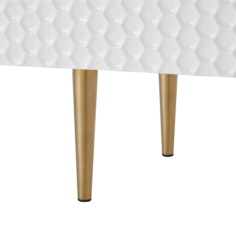 Posh Living Vail 2-Drawer Modern Wood Sideboard Buffet Cabinet in White/Gold