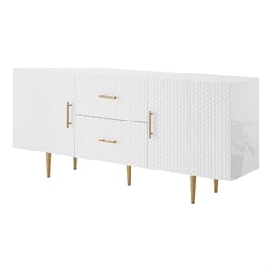 Posh Living Vail 2-Drawer Modern Wood Sideboard Buffet Cabinet in White/Gold