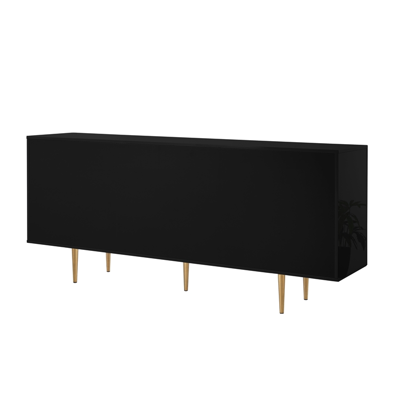 Posh Living Vail 2-Drawer Modern Wood Sideboard Buffet Cabinet in Black/Gold