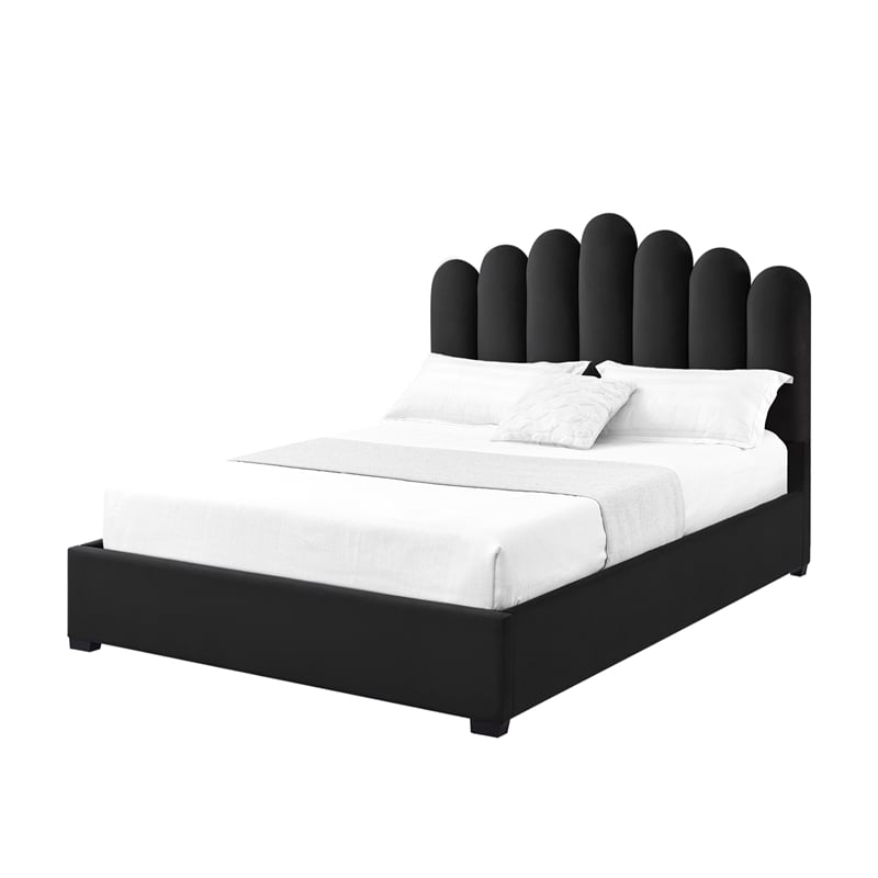 Posh Living Delani Velvet Full Platform Bed Black