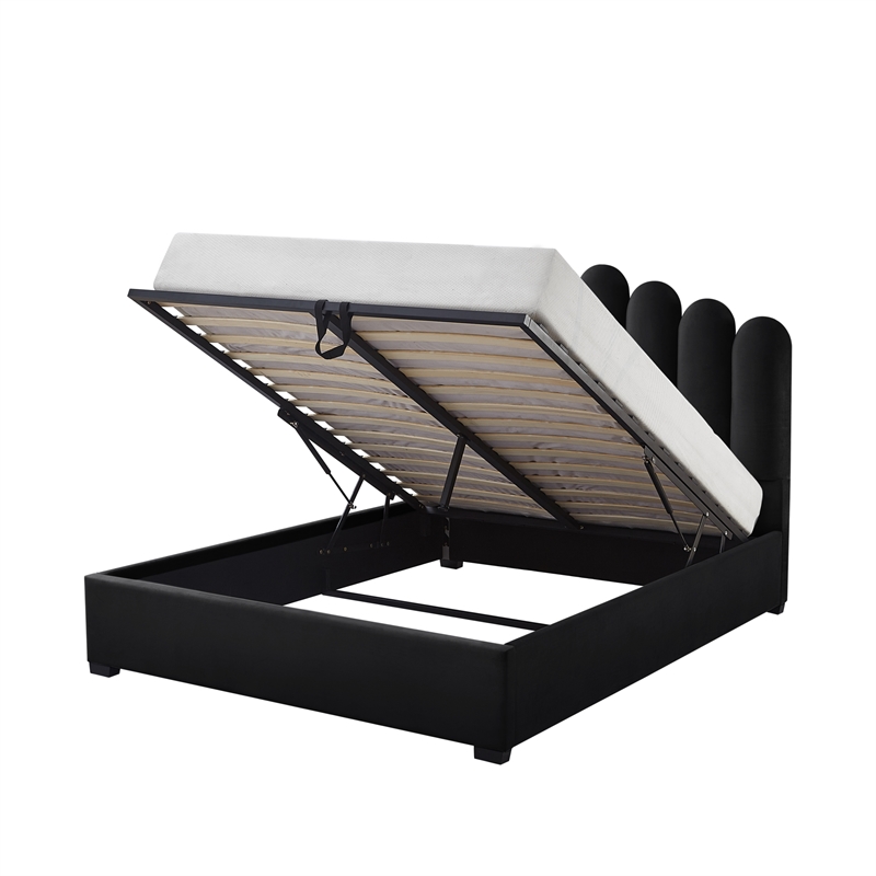 Posh Living Delani Velvet Full Platform Bed Black