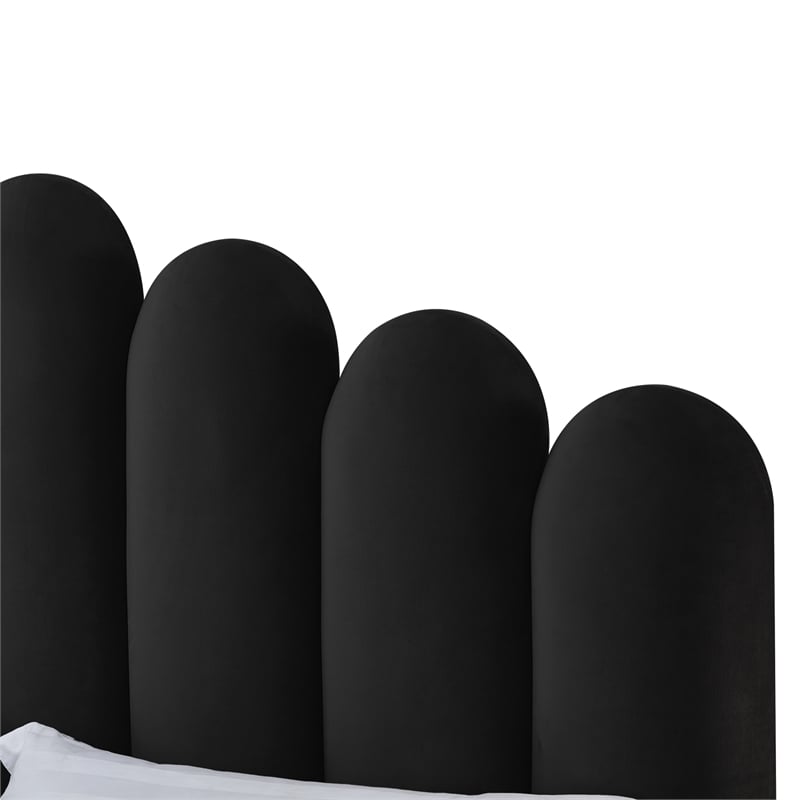 Posh Living Delani Velvet Full Platform Bed Black