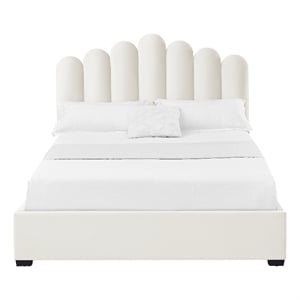 Posh Living Delani Velvet Full Platform Bed Ivory