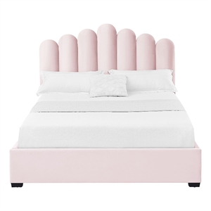 Posh Living Delani Velvet Queen Platform Bed Blush
