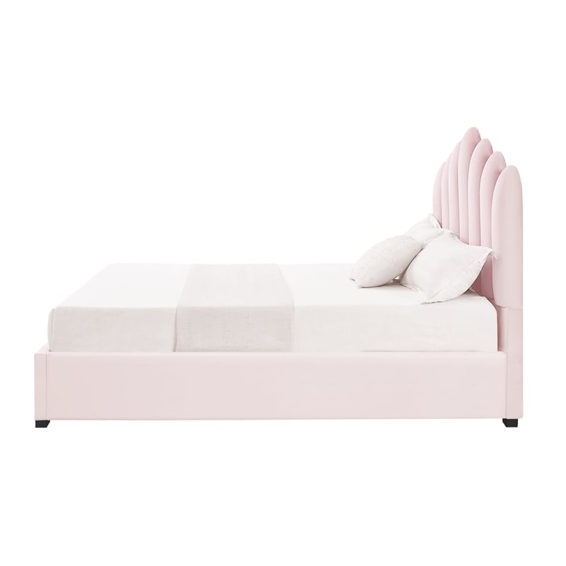 Posh Living Delani Velvet Full Platform Bed Blush
