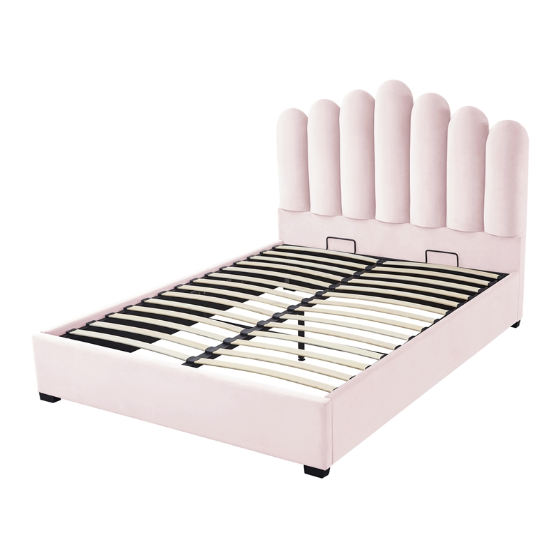 Posh Living Delani Velvet Full Platform Bed Blush