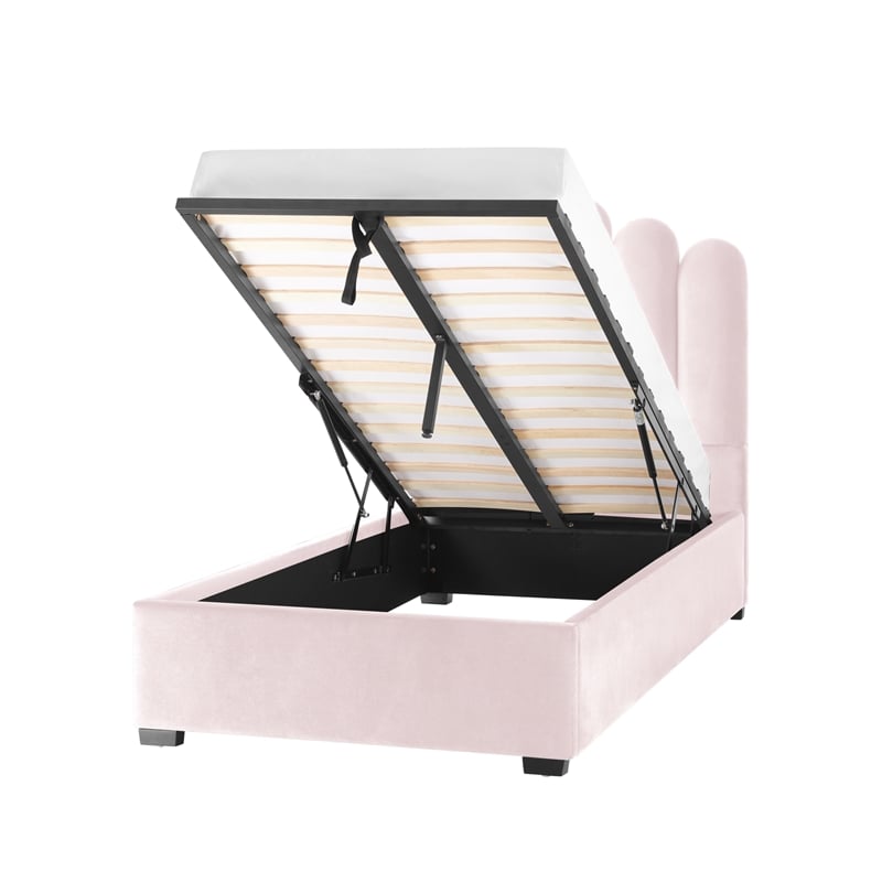 Posh Living Delani Velvet Twin XL Platform Bed Blush