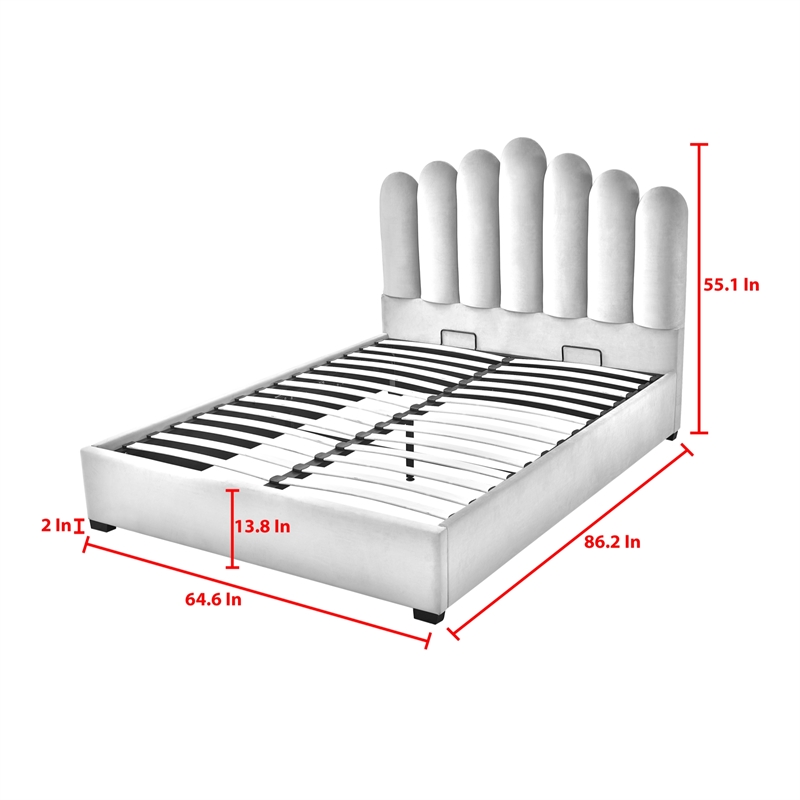 Posh Living Delani Velvet Queen Platform Bed Ivory