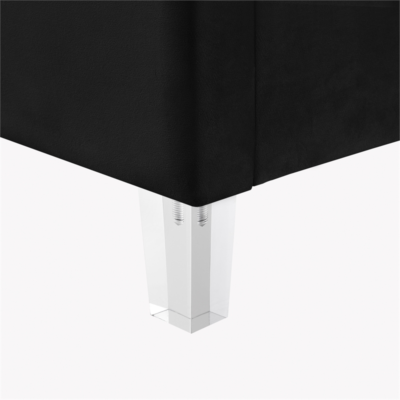 Posh Living Evette Velvet Queen Platform Bed Black