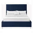 Posh Living Evette Velvet King Platform Bed Navy