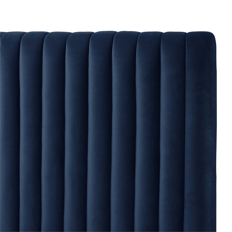 Posh Living Evette Velvet Twin XL Platform Bed Navy