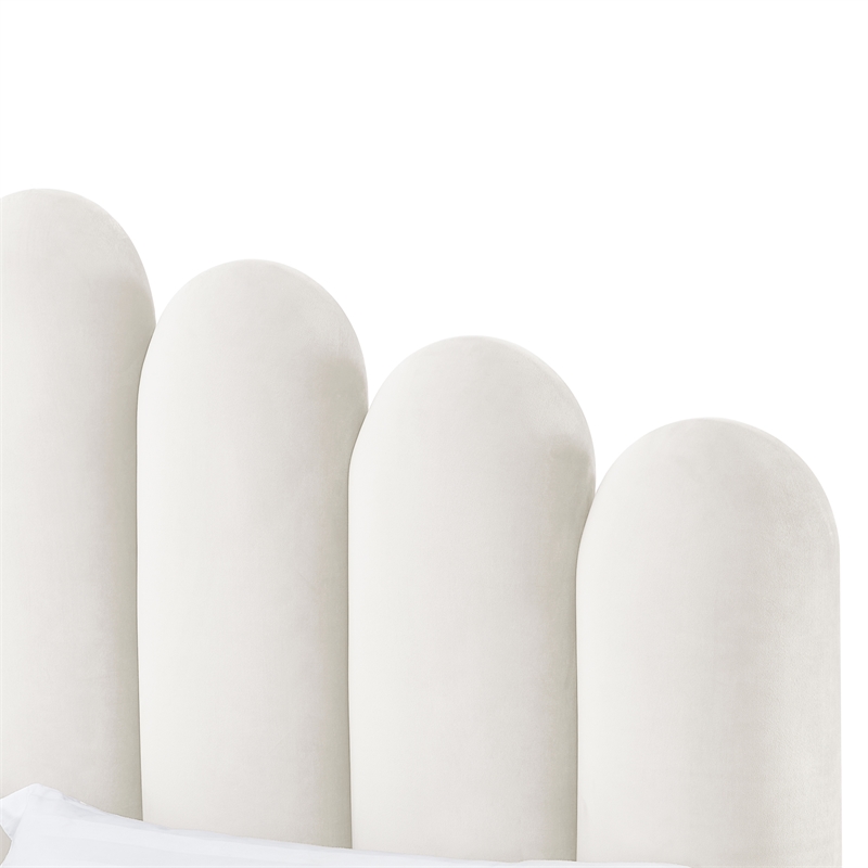 Posh Living Delani Velvet Twin XL Platform Bed Ivory