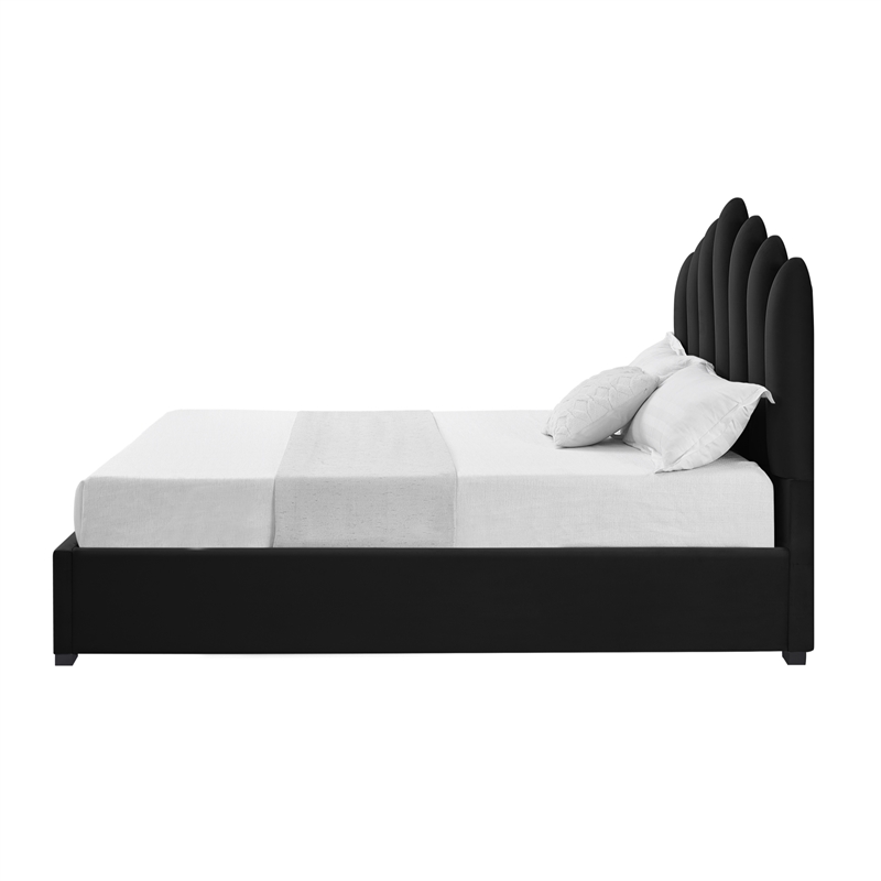 Posh Living Delani Velvet Queen Platform Bed Black
