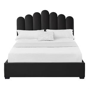 Posh Living Delani Velvet Queen Platform Bed Black