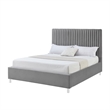 Posh Living Evette Velvet King Platform Bed Grey