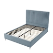 Posh Living Evette Velvet King Platform Bed Slate Blue
