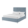 Posh Living Evette Velvet King Platform Bed Slate Blue
