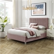 Posh Living Evette Velvet King Platform Bed Pink