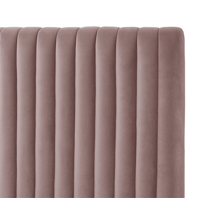 Posh Living Evette Velvet King Platform Bed Pink