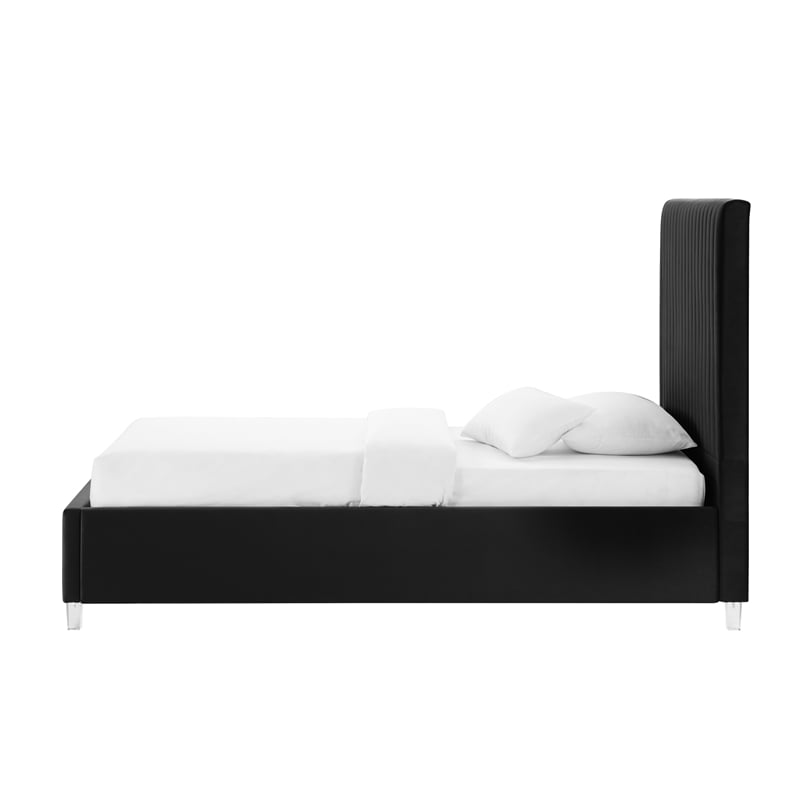Posh Living Evette Velvet Full Platform Bed Black