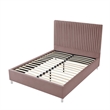Posh Living Evette Velvet Queen Platform Bed Pink