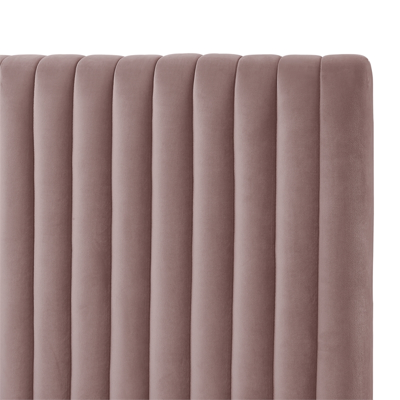 Posh Living Evette Velvet Queen Platform Bed Pink