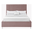 Posh Living Evette Velvet Queen Platform Bed Pink
