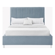 Posh Living Evette Velvet Queen Platform Bed Slate Blue