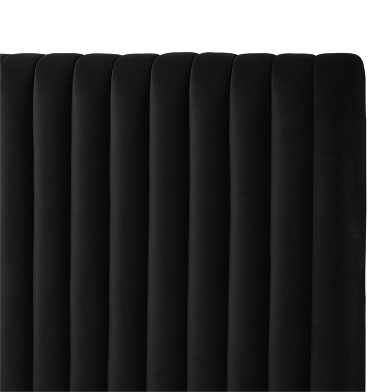 Posh Living Evette Velvet Twin XL Platform Bed Black