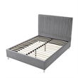 Posh Living Evette Velvet Queen Platform Bed Grey