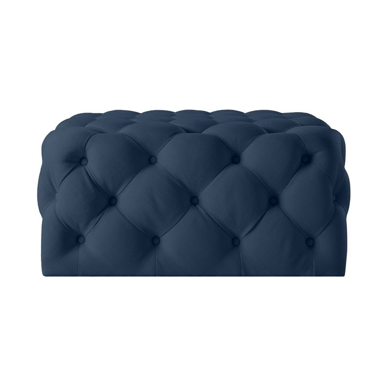 Posh Living Ramon Linen Cocktail Ottoman Navy