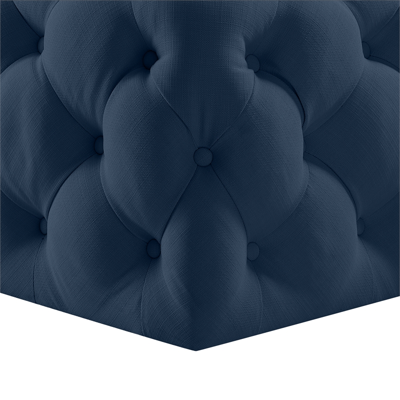 Posh Living Ramon Linen Cocktail Ottoman Navy