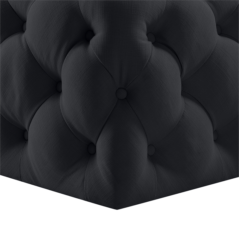 Posh Living Ramon Linen Cocktail Ottoman Black