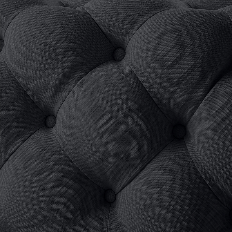 Posh Living Ramon Linen Cocktail Ottoman Black