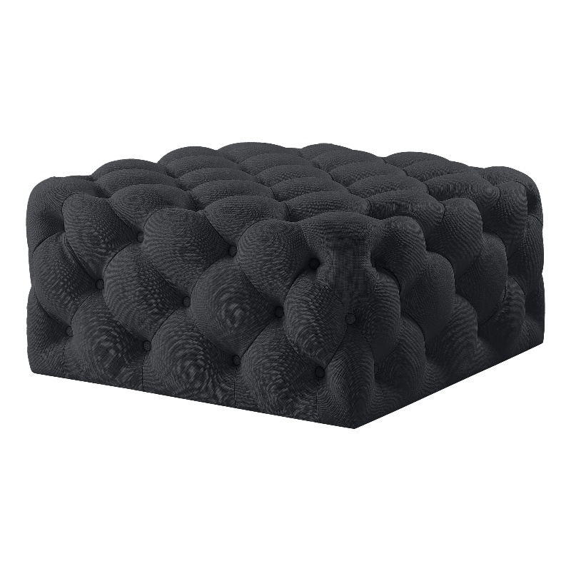 Posh Living Ramon Linen Cocktail Ottoman Black