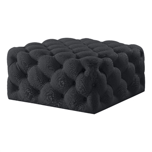 Posh Living Ramon Linen Cocktail Ottoman Black