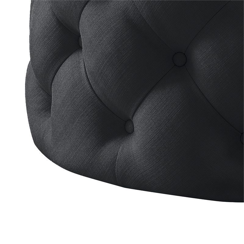 Posh Living Lilou Linen Cocktail Ottoman Black
