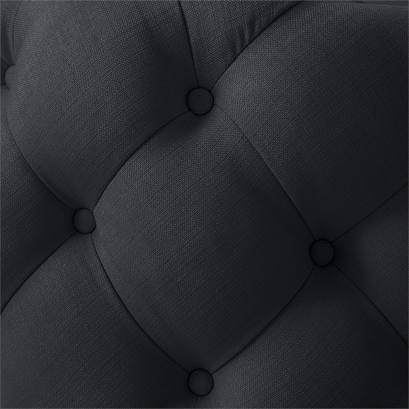 Posh Living Lilou Linen Cocktail Ottoman Black