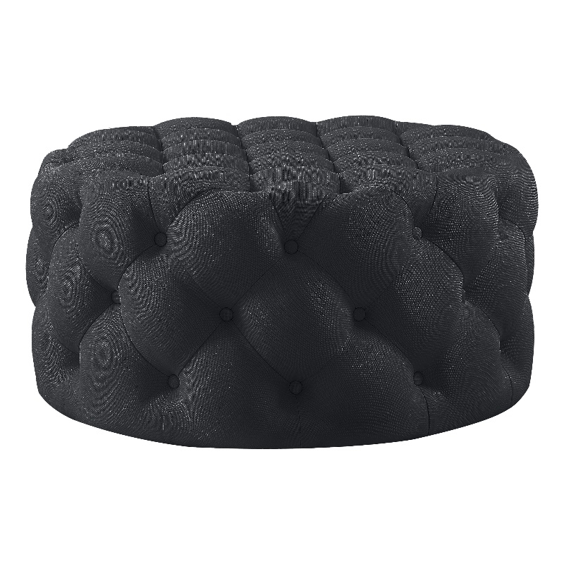 Posh Living Lilou Linen Cocktail Ottoman Black