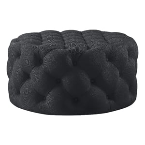Posh Living Lilou Linen Cocktail Ottoman Black