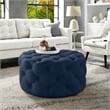 Posh Living Lilou Linen Wood Cocktail Ottoman Navy
