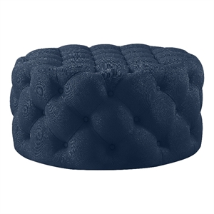 Posh Living Lilou Linen Wood Cocktail Ottoman Navy