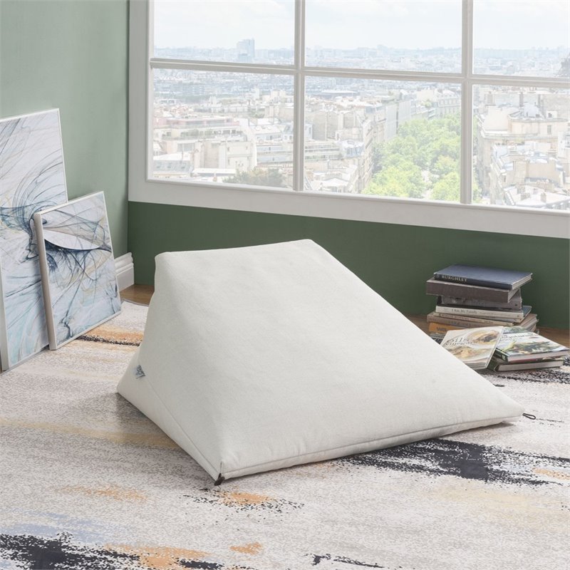 Magic Pouf Beige Beanbag Linen 3 in 1 Ottoman Chair Pillow