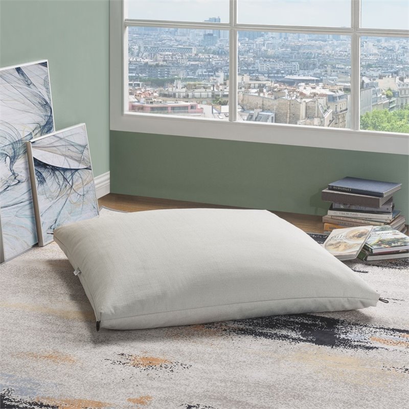Magic Pouf Beige Beanbag Linen 3 in 1 Ottoman Chair Pillow